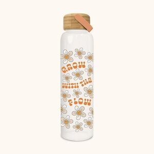 Studio OH! GROW with the FLOW REUSABLE glass water bottle w/bamboo lid/21oz-NWT